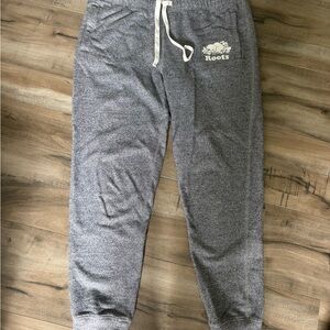 Roots Heather Gray Sweat Joggers with White Logo
